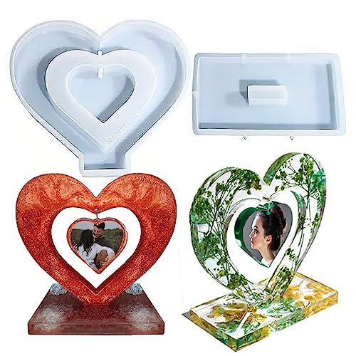 Heart Photo Frame Resin Molds Silicone, Large Ornament Picture Frame Silicone Mold for Resin Casting, DIY Epoxy Resin Floral Art Crafts Home - WoodArtSupply