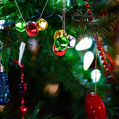 200 Pieces Augshy Jingle Bells 2/5 Inch Craft Bell Bulk for Christmas Home and Pet Decorations Xmas Decor Party Favors Supplies (Gold,Silver, Augshy