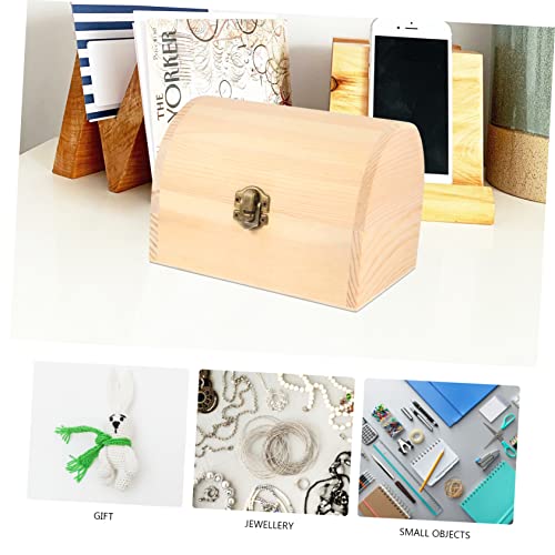 1pc Pirate Treasure Chest Wooden Box Unfinished Treasure Chest Treasure Trinket Box Wood Pirate Chest Clear Stand Treasure Chest for Kids Earring - WoodArtSupply