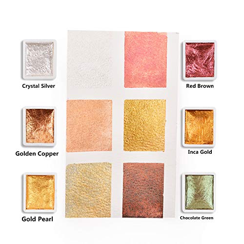 CSY art gallery Metallic Watercolor Paint Sets – Set of 6 Half Pans  Shimmery Gold Solid Water Color – Artist Quality – Perfect for Adults,  Students