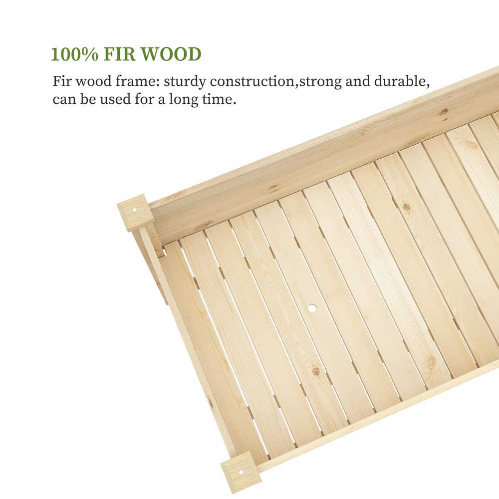 BIRASIL Outdoor Wood Raised Garden Bed, Elevated Reinforced Large Planter Box with Storage Shelf for Vegetable Flower Backyard Patio Gardening BIRASIL