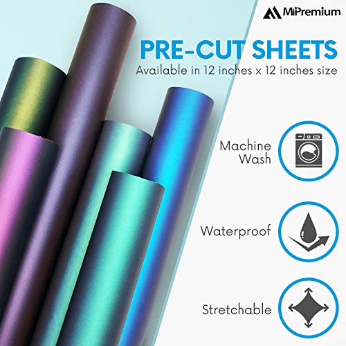 MiPremium Chameleon Heat Transfer Vinyl Iron On HTV Compatible with Cricut Air & Expression Silhouette Cameo & Other Cutters. Assorted Gradient MiPremium
