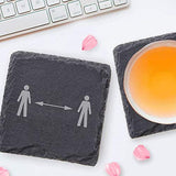 12 Pack 4 x 4 Inch Gorgeous Black Slate Stone Coasters Bulk Square Slate for Drink Bar Kitchen Home, Handmade Natural Rough Edge, Set of 12 MONKEY SUN