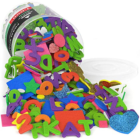 ARTEZA EVA Foam Shapes, 1000 Pieces, Assorted Colors, Peel and Stick Self-Adhesive Foam Pieces, Craft Supplies and Materials for The Classroom, ARTEZA