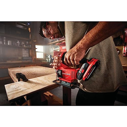 CRAFTSMAN V20 Cordless Jig Saw Kit, 3 Orbital Settings, Up to 2,500 SPM, Battery and Charger Included (CMCS600D1)