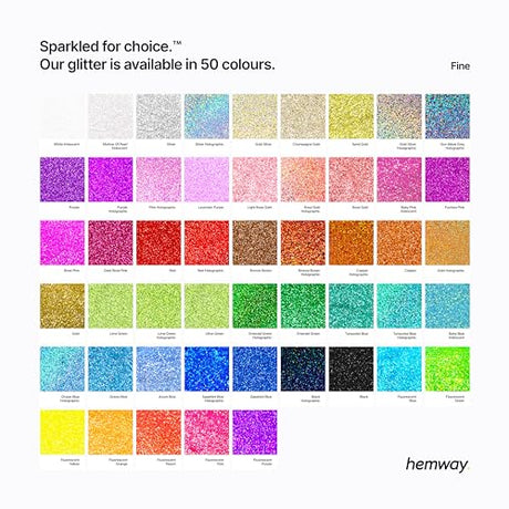 Hemway Polyurethane & Epoxy Resin Glitter 100g / 3.5oz Metallic Crystal Flake Additive for Flooring Jewelry Tumblers Glass Pigment - Fine (1/64" Hemway