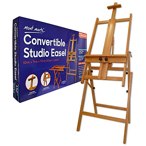 Mont Marte Convertible Studio Easel. Floor Easel Suitable for a Range of Canvas Sizes. Easy Height and Tilt Adjustment. - WoodArtSupply