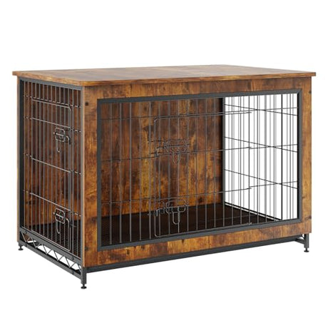 VEVOR Dog Crate Furniture, 38 inch Wooden Dog Crate with Double Doors, Heavy-Duty Dog Cage End Table with Multi-Purpose Removable Tray, Modern Dog VEVOR