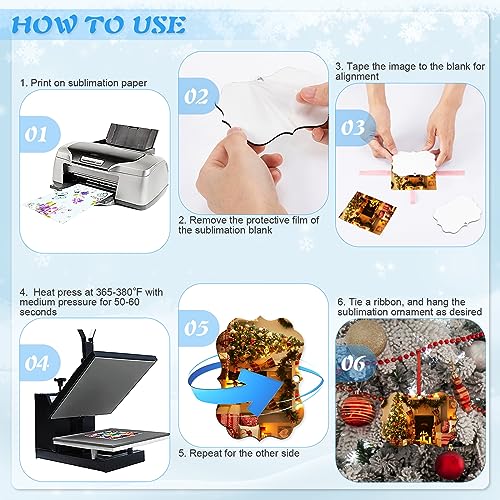 OOTSR 16Pcs Sublimation Ornament Blanks for Christmas, Double-Sided Sublimation Blanks Pendants for Heat Press Printing, Personalized DIY Crafts for OOTSR