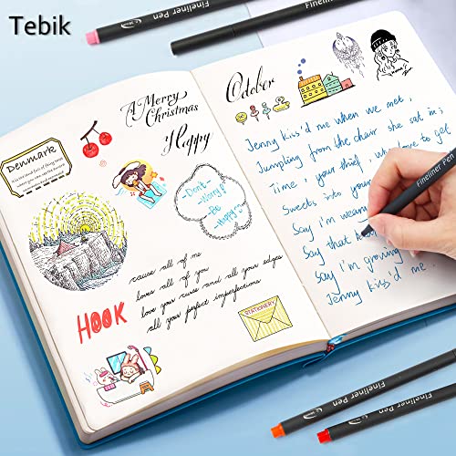 Tebik 80 Pack Planner Pens Colored Pens, 72 Colors Drawing Pens with 8 Stencils, Fineliners for Journal Planner Note Calendar Writing Coloring, Tebik