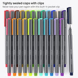 ARTEZA Felt Tip Pens, Set of 24 Landscape Brush Tip Calligraphy Pens for Note Taking, Sketching, Cross-Hatching, Outlining, Dye-Based Ink, Smear-Free ARTEZA