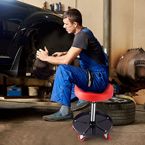 PowerSmart 300-pound Capacity Mechanic Stool, Rolling Stool with Wheels & Tool Tray - WoodArtSupply