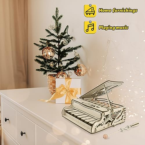 nicknack 3D Wooden Model Kits Assembly Piano Mechanical Music Model Wooden Puzzle for Teens and Adults nicknack