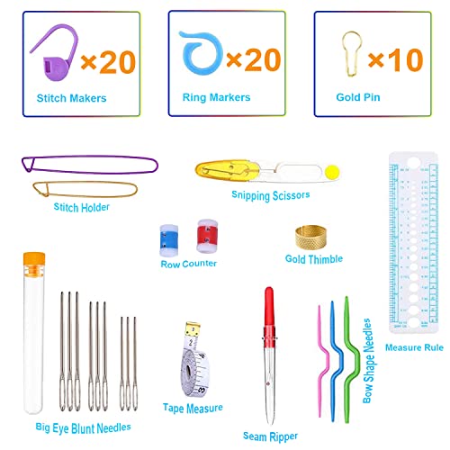 Weabetfu 102pcs Crochet Hooks Set Crochet Hook Kit with Case Ergonomic Crochet Needles for Arthritic Hands and Crochet Accessories Complete Crochet Weabetfu