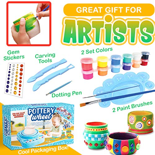 Insnug Mini Kids Pottery Wheel: Complete Painting Kit for Beginners with Modeling Clay and Sculpting Tools, Arts & Crafts Small Banding Wheel for Insnug