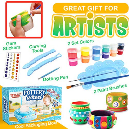 Insnug Mini Kids Pottery Wheel: Complete Painting Kit for Beginners with Modeling Clay and Sculpting Tools, Arts & Crafts Small Banding Wheel for - WoodArtSupply