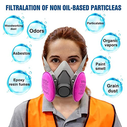 Half Facepiece with 2097 Filter, MYGCCA Resin Respirator with Filters for Dust Organic Vapor Used in Painting, Woodworking, Epoxy, Welding,
