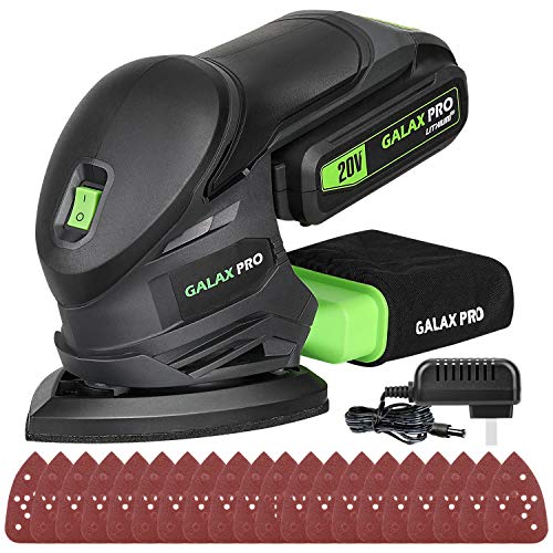 GALAX PRO Cordless Detail Sander 20V, 20Pcs Sandpapers,12000 RPM Sanders with Dust Collection System for Tight Spaces Sanding in Home Decoration, GALAX PRO