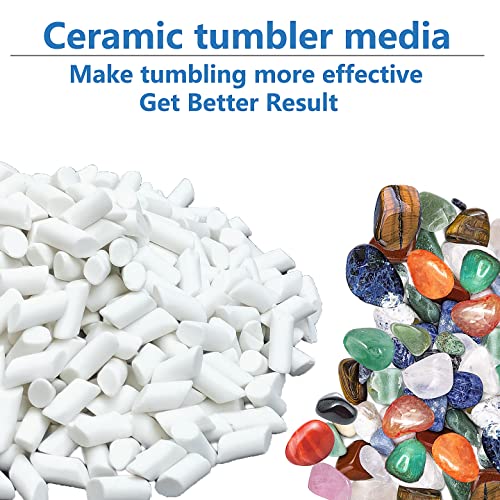 4 LBS Refill Rock Tumbler Grit Media 5 In 1 Kit, Rock Tumbling Grit Set -Inculde 3 LBS 4 Step Polishing Grits Media + 1 LB 3/16" X 3/8" Ceramic HDongany