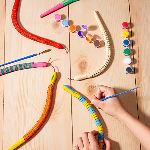 12 Inch Wooden Snakes Unfinished Wooden Wiggly Snakes Jointed Flexible Wood Snake to Paint Blank Canvas Animal Model Crafts for Arts and Crafts,