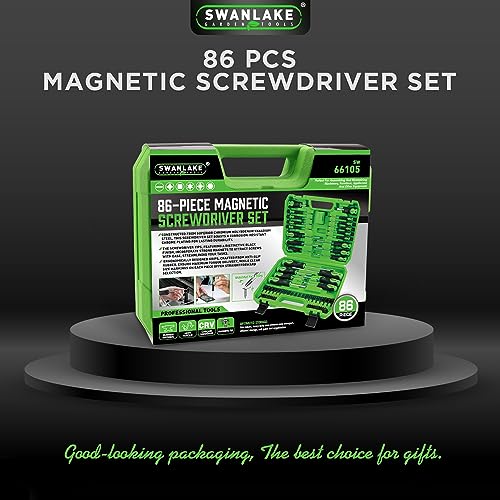 SWANLAKE 86PCS Magnetic Screwdriver Set,Includes Slotted/Phillips