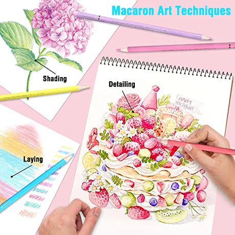 LBW 72 Macaron Pastel Colored Pencils Set Soft Core Macaron Colors for Adults Coloring Books Kids Beginners Blending Shading Sketching LBW