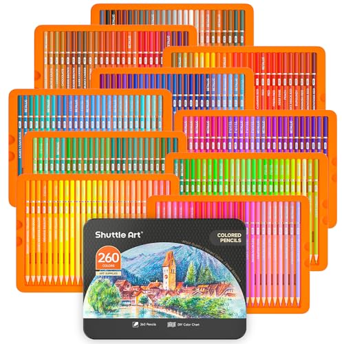 Shuttle Art 260 Colored Pencils, Colored Pencils for Adult Coloring, Vibrant Colors, Break Resistant Soft Core Coloring Pencils for Adults Kids in - WoodArtSupply