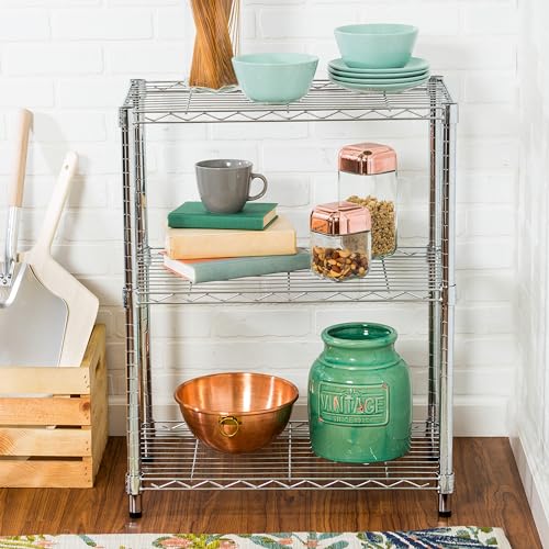 Honey-Can-Do SHF-01903 Adjustable Storage Shelving, 250-Pounds Per Shelf, Chrome, 3-Tier, 24Lx14Wx30H Honey-Can-Do