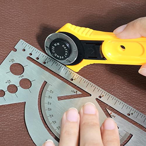 UPTTHOW Leather Tools French Curve Protractor Triangles Andcircle Gauge All-in-one Combine Tool Multifunctional Stainless Steel Ruler for UPTTHOW