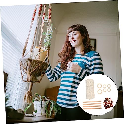 STOBOK 1 Set Tapestry DIY Accessories Macrame Kit Plant Unfinished Wood Circles Macrame Cord Making Craft Foe Adults Macrame Kits for Starter Bead STOBOK