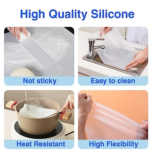 PABUSIOR Small Silicone Mats for Crafts, Translucent Liner, 7.9×9.5In (4/Pack), Heat Resistant, Non-Slip Silicone Kids Placemats for Jewelry, Epoxy PaBUSIOr