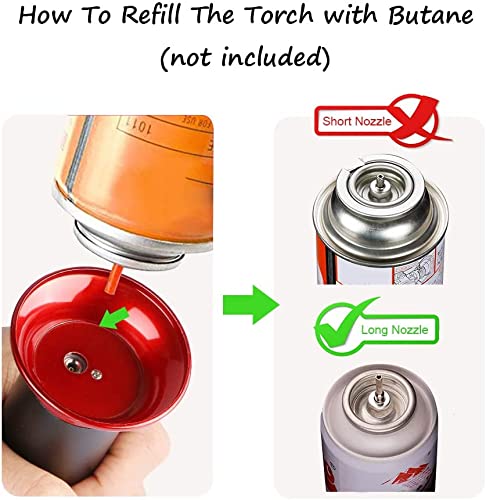 Blow Torch, Professional Kitchen Cooking Torch with Lock Adjustable Flame Refillable Mini Blow Torch Lighter for BBQ, Baking, Brulee Creme, Crafts Tencoz