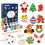 OCHIDO 36 Pcs Wooden Christmas Ornaments for Hanging Decorations,12 Styles Unfinished Wooden Slices with Holes for Paintable Crafts,Kid DIY Craft OCHIDO