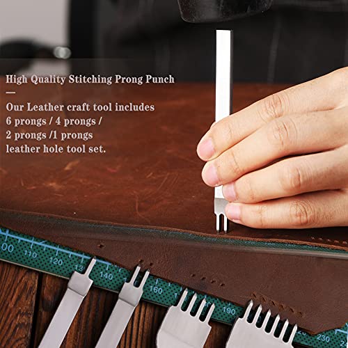 BAGERLA 50 Pieces Leather Working Tools and Supplies with Leather Tool Box Prong Punch Edge Beveler Wax Ropes Needles Perfect for Stitching Punching BAGERLA