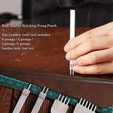 BAGERLA 50 Pieces Leather Working Tools and Supplies with Leather Tool Box Prong Punch Edge Beveler Wax Ropes Needles Perfect for Stitching Punching BAGERLA