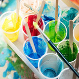 30 Pack 2 Ounce Plastic Graduated Cups 60 ml Transparent Scale Cups with 30 Pack Wooden Stirring Sticks for Mixing Paint, Stain, Epoxy, Resin MFDSJ