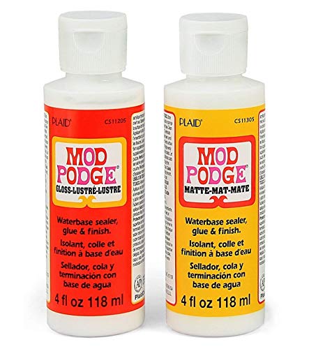 Mod Podge Decoupage Starter Kit, Gloss and Matte Medium with 3 Pixiss Foam Brushes, Waterproof for Puzzles, Wood and More