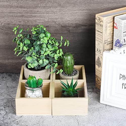 Aodaer 10 Pieces Wooden Box Unfinished Small Platane Wood Box 4 x 4 x 2.2 Inch Rustic Treasure Box Decorative Craft Organizer Storage Box for Crafts, Aodaer