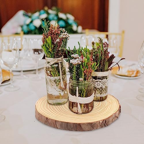 24 PCS 5.5-6.3 Inch Natural Wood Slices, Unfinished Pine Wood Circles with Barks for Coasters, DIY Crafts, Christmas Rustic Wedding Ornaments and