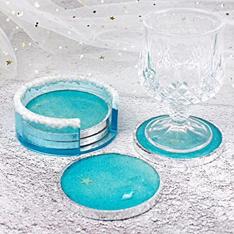 RESINWORLD Resin Coaster Molds Set, Upgrade 10 pcs Silicone Coaster Molds Kit Storage Box Mold for Resin Casting, Square Round Coaster Epoxy Resin ResinWorld