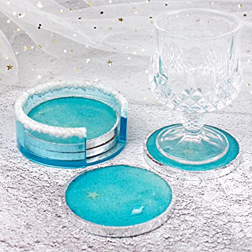 RESINWORLD 8 Pack Deep Round Square Coaster Molds + Upgrade 10 pcs Silicone Coaster Molds Kit Storage Box Mold ResinWorld