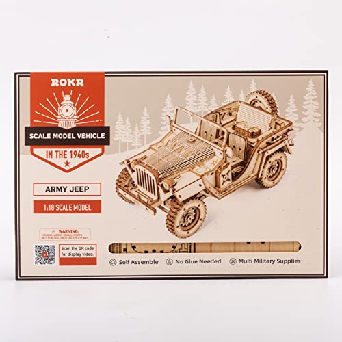 ROKR Model Car Kits Wooden 3D Puzzles Model Building Kits for Adults-Educational Brain Teaser Assembly Model for Adults to Build, Desk Decor/DIY ROKR