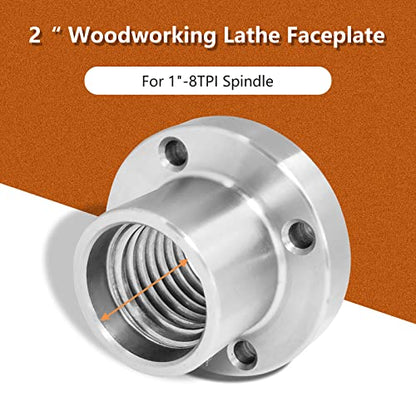 Lathe Faceplate, 2" Steel Wood Lathe Face Plate, 1"-8TPI Thread Woodworking Accessories Tools for Wood Lathe Turning Reversing Lathes