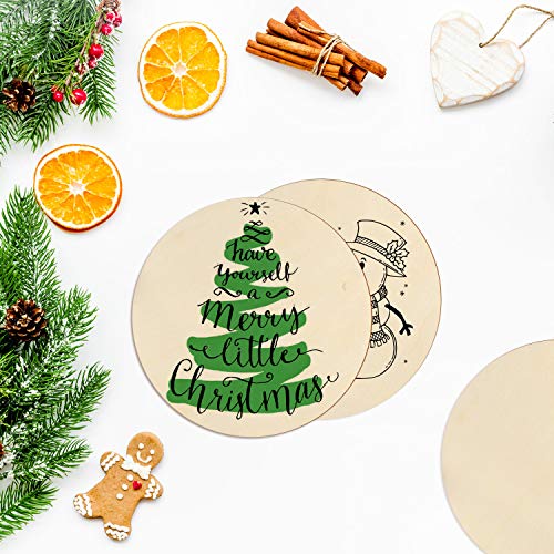60 Pieces 5 Inch Unfinished Wooden Circles Blank Natural Round Wood Slices Wooden Cutout Tiles for DIY Crafts Home Decoration Painting Staining Coopay