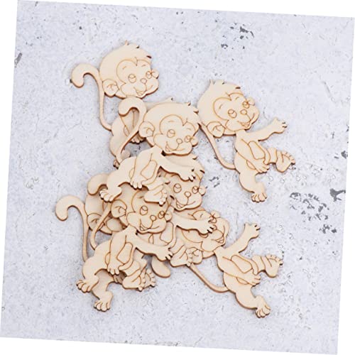 VILLCASE 60 pcs Christmas Tree Hanging Ornaments Unfinished Wood Monkey Cutout Shapes Wood Letters Crafts Christmas Desktop Decor Desk Topper DIY VILLCASE