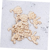 VILLCASE 60 pcs Christmas Tree Hanging Ornaments Unfinished Wood Monkey Cutout Shapes Wood Letters Crafts Christmas Desktop Decor Desk Topper DIY VILLCASE