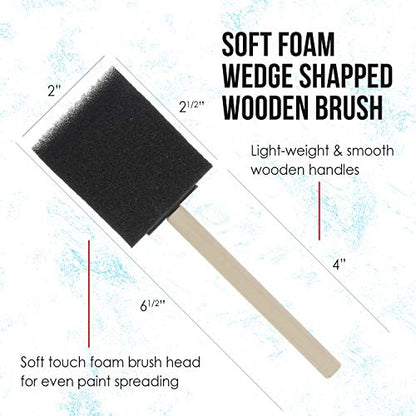 U.S. Art Supply 2 inch Foam Sponge Wood Handle Paint Brush Set (Full Case of 480 Brushes) - Lightweight, Durable and Great for Acrylics, Stains, - WoodArtSupply