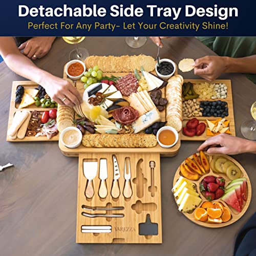 VAREZZA Charcuterie Boards Gift Set: Large Charcuterie Board, Bamboo Cheese Board - Unique Valentine Gifts for Women 23 Entertaining Accessories, VAREZZA