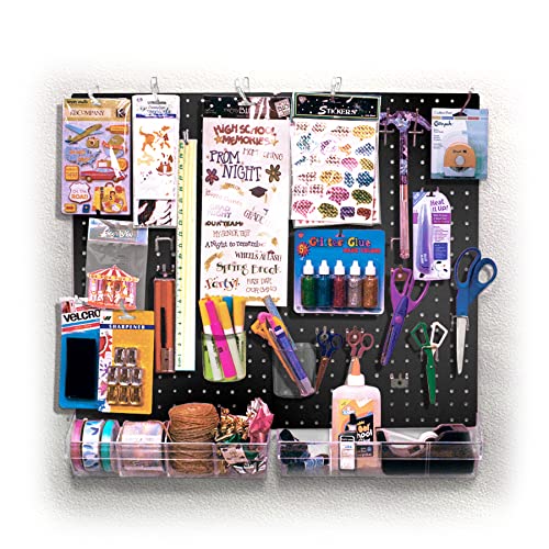 Azar Displays 900945-BLK The DIY Multi-purpose 70-piece Pegboard Wall Organizer Kit with Two Panels and Accessory Assortment, Panel Sizes: 13.5” W x - WoodArtSupply