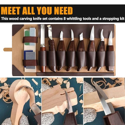 VIBRATITE Wood Carving Tools Set - Deluxe Wood Carving Knife Kit with Carving Detail Knife - Whittling Knife Woodworking Kit for Beginner and